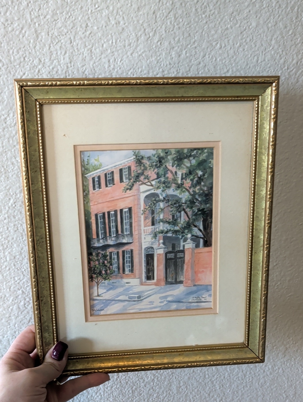 Framed Watercolor Print Of 18 Meeting Street Charelston, SC